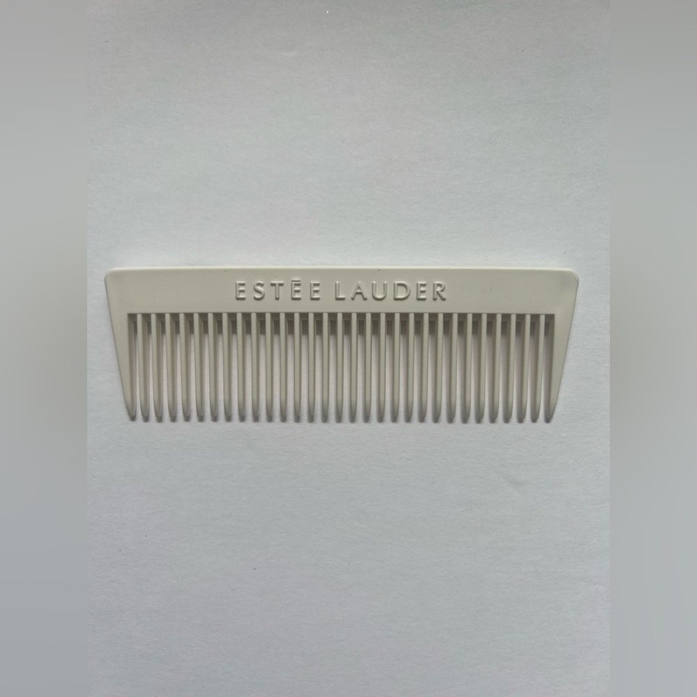 Vintage Estee Lauder Hair Comb White Plastic Wide Tooth Purse Travel Comb